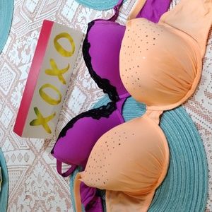 Bra Bundle Violet / Black Lace (38D) Creamsicle / Silver Deco (42D)